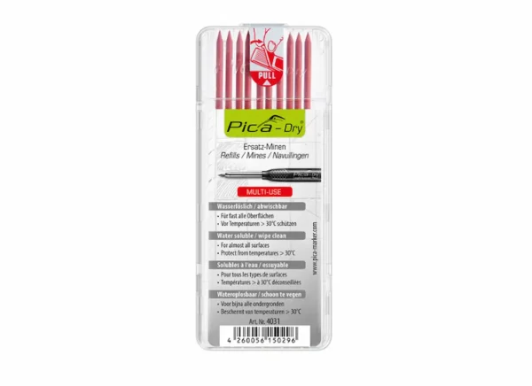 PICA Pencil Dry Lead Refill Water Soluble Red Set